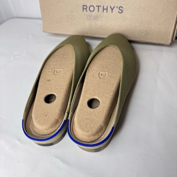 Rothy's Sz 7.5 M Cedar Demi Mule Slide Shoes Textile Upper Flats Women Green - Picture 6 of 9